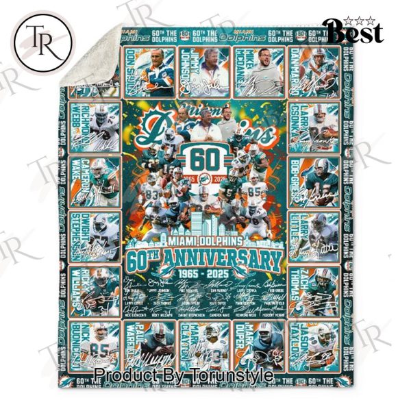 Miami Dolphins 60th Anniversary 1965-2025 Fleece Blanket