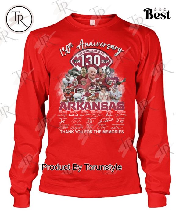 130th Anniversary 1894-2024 Arkansas Razorbacks Thank You For The Memories T-Shirt