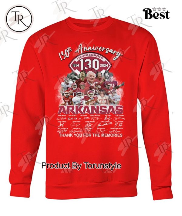 130th Anniversary 1894-2024 Arkansas Razorbacks Thank You For The Memories T-Shirt