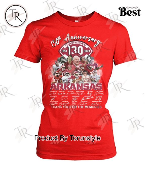 130th Anniversary 1894-2024 Arkansas Razorbacks Thank You For The Memories T-Shirt