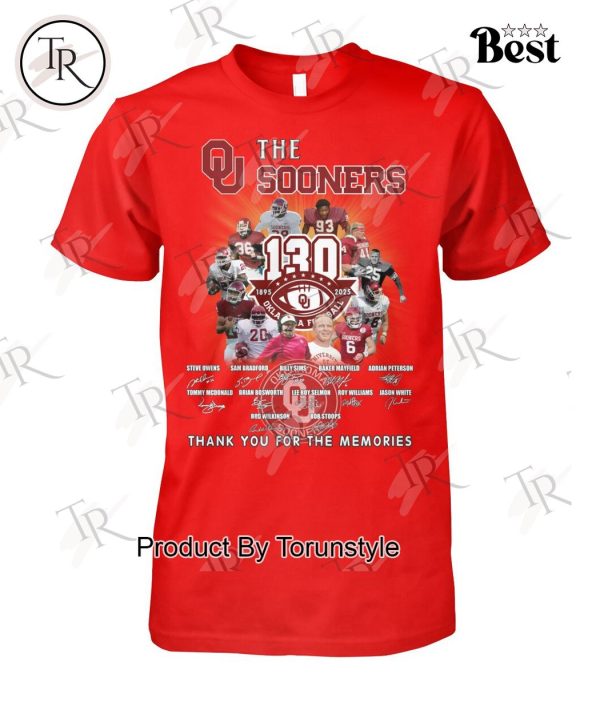 The Sooners 130th 1895-2025 Oklahoma Football Thank You For The Memories T-Shirt