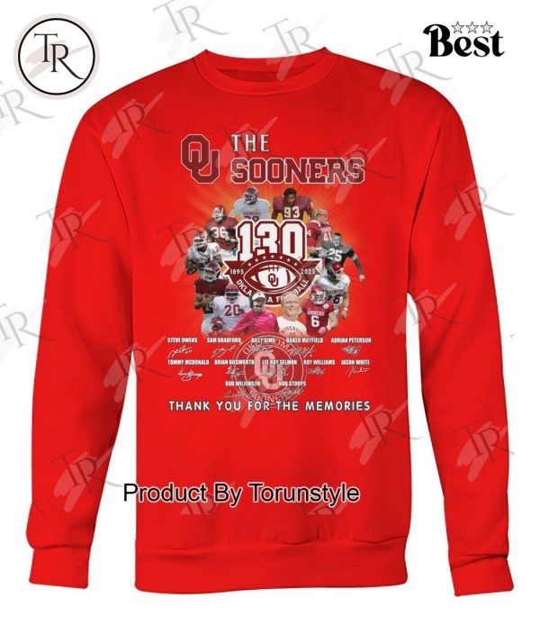 The Sooners 130th 1895-2025 Oklahoma Football Thank You For The Memories T-Shirt