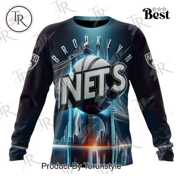 NBA Brooklyn Nets Special Realistic Team Logo Design Hoodie