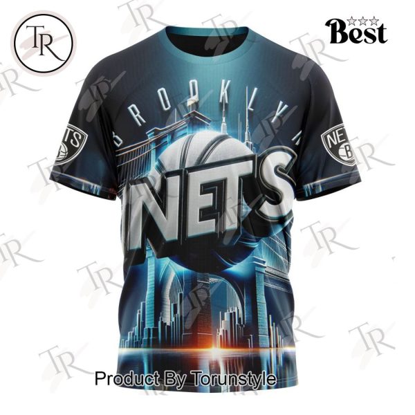 NBA Brooklyn Nets Special Realistic Team Logo Design Hoodie