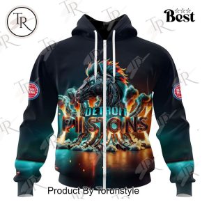 NBA Detroit Pistons Special Realistic Team Logo Design Hoodie