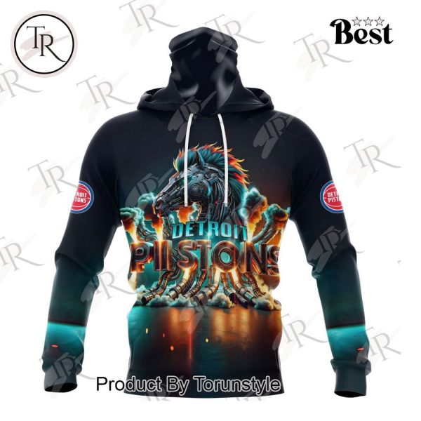 NBA Detroit Pistons Special Realistic Team Logo Design Hoodie