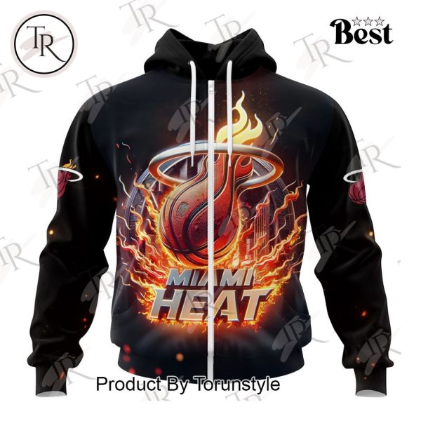 NBA Miami Heat Special Realistic Team Logo Design Hoodie