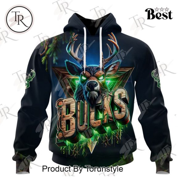 NBA Milwaukee Bucks Special Realistic Team Logo Design Hoodie