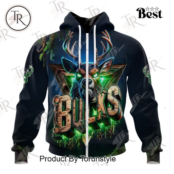 NBA Milwaukee Bucks Special Realistic Team Logo Design Hoodie