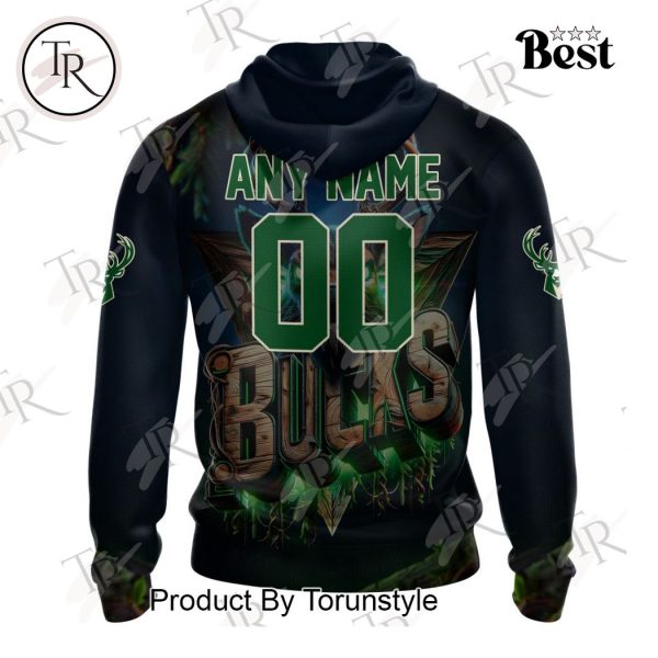 NBA Milwaukee Bucks Special Realistic Team Logo Design Hoodie