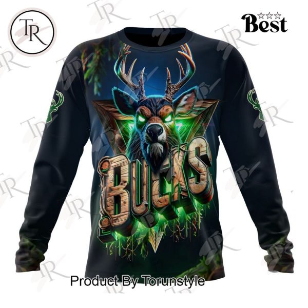 NBA Milwaukee Bucks Special Realistic Team Logo Design Hoodie