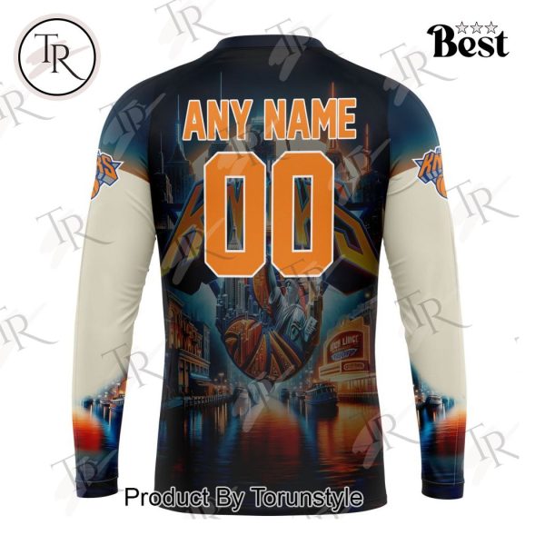 NBA New York Knicks Special Realistic Team Logo Design Hoodie