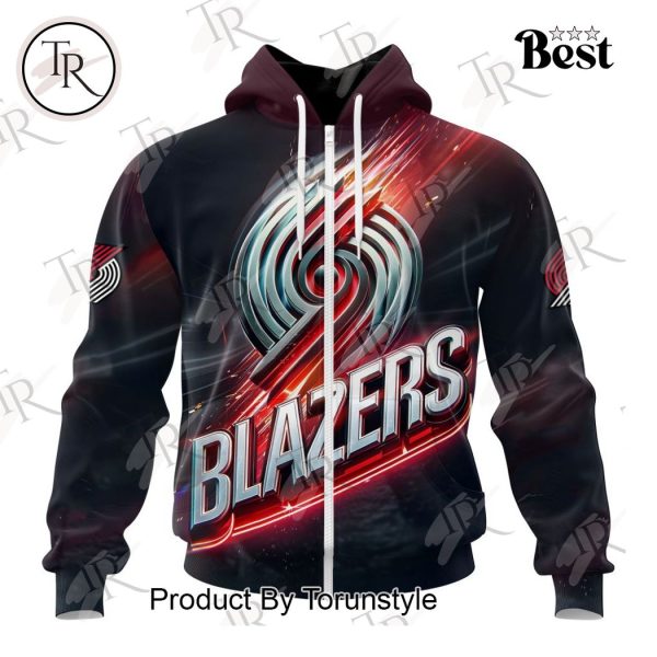 NBA Portland Trail Blazers Special Realistic Team Logo Design Hoodie