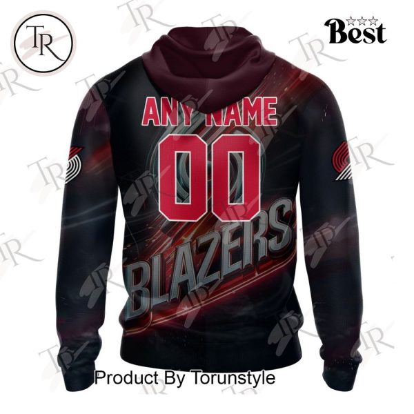 NBA Portland Trail Blazers Special Realistic Team Logo Design Hoodie