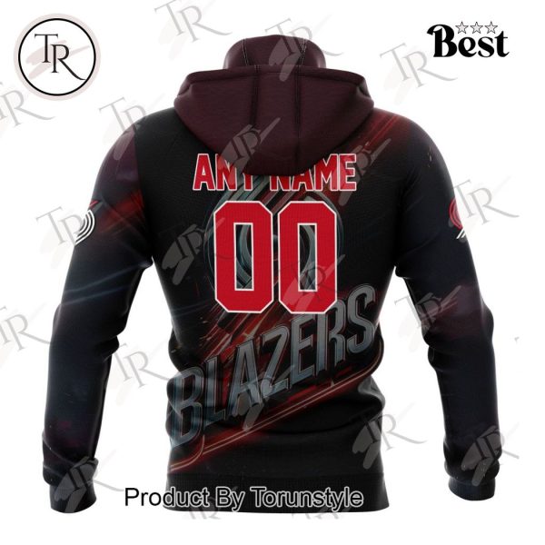 NBA Portland Trail Blazers Special Realistic Team Logo Design Hoodie