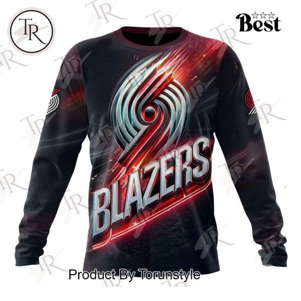 NBA Portland Trail Blazers Special Realistic Team Logo Design Hoodie