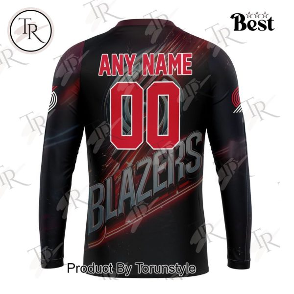 NBA Portland Trail Blazers Special Realistic Team Logo Design Hoodie