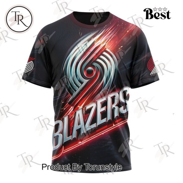 NBA Portland Trail Blazers Special Realistic Team Logo Design Hoodie