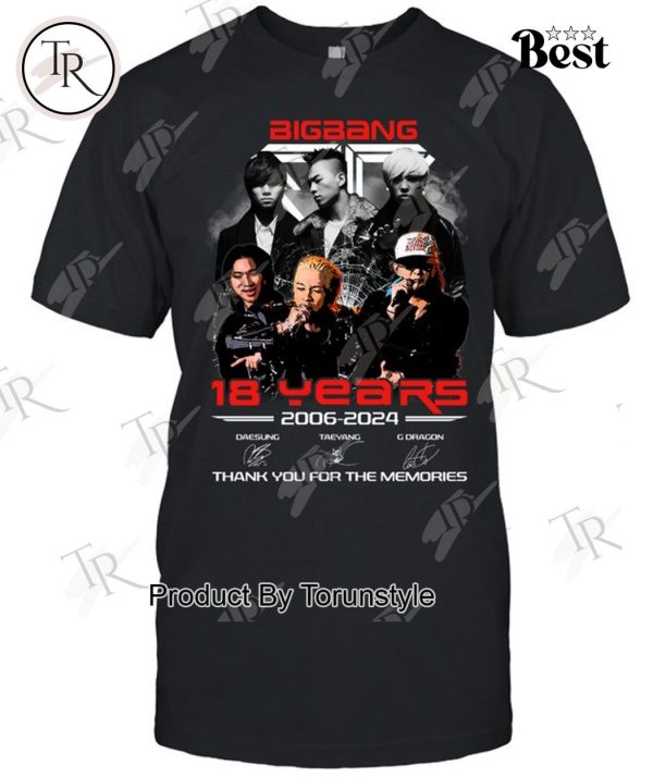 Big Bang 18 Years 2006-2024 Thank You For The Memories T-Shirt