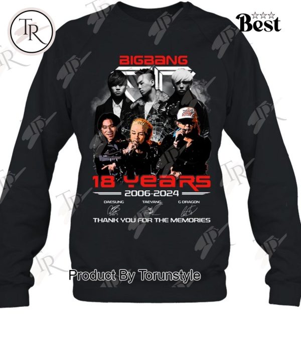 Big Bang 18 Years 2006-2024 Thank You For The Memories T-Shirt