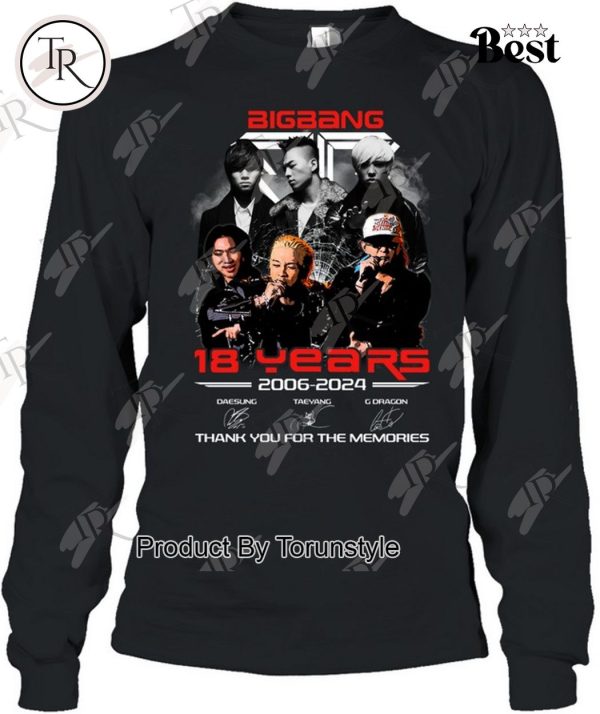 Big Bang 18 Years 2006-2024 Thank You For The Memories T-Shirt