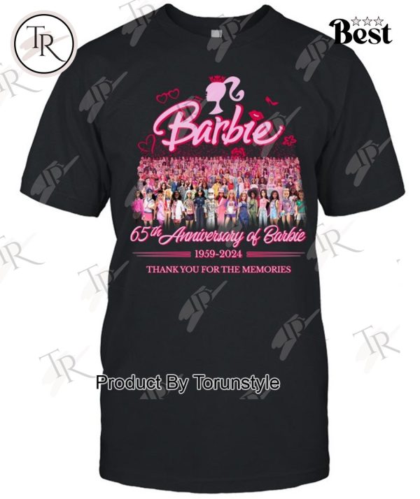 65th Anniversary Of Barbie 1959-2024 Thank You For The Memories T-Shirt