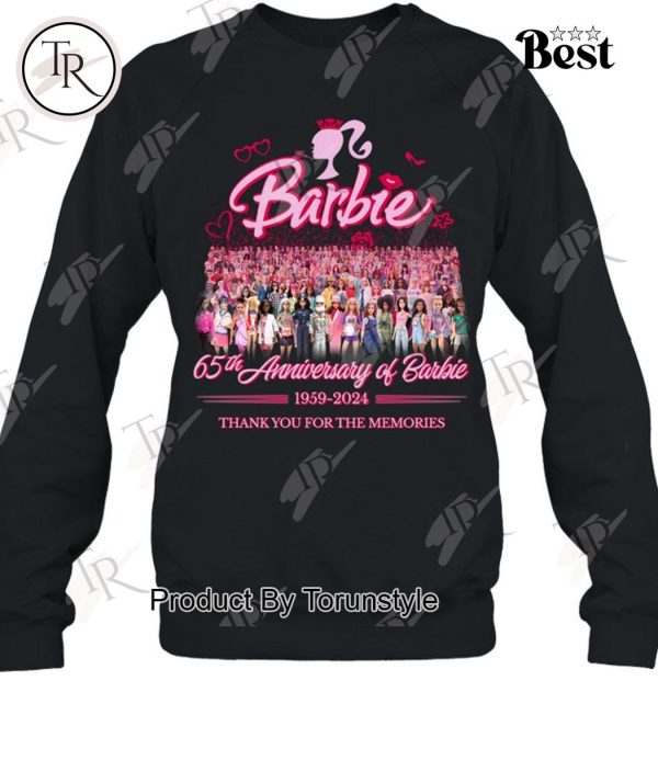 65th Anniversary Of Barbie 1959-2024 Thank You For The Memories T-Shirt