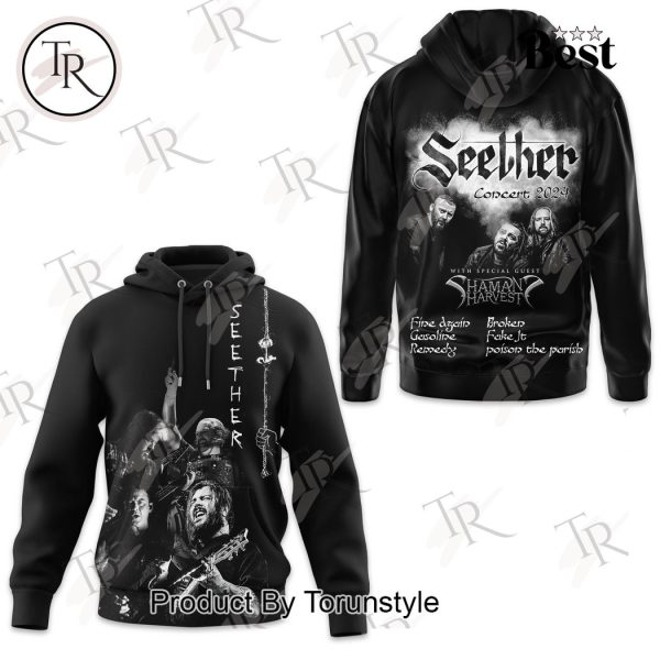 Seether Concert 2024 With Special Guest Shaman Harvest Hoodie