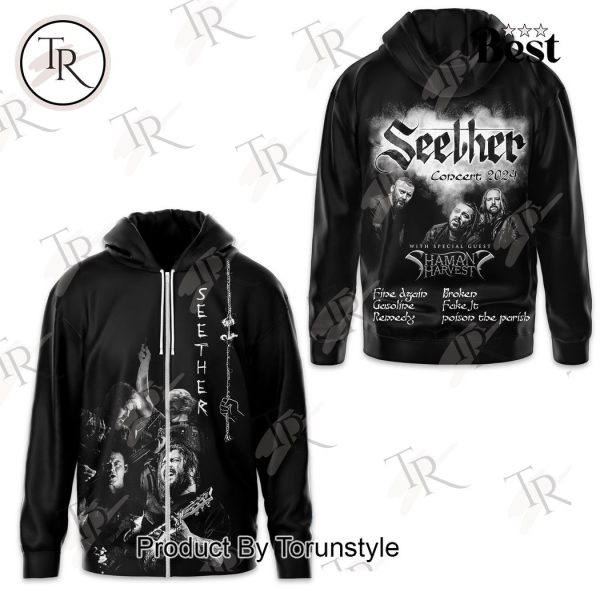 Seether Concert 2024 With Special Guest Shaman Harvest Hoodie