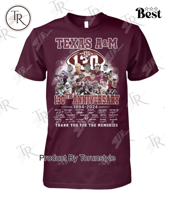 Texas A&M 130th Anniversary 1984-2024 Thank You For The Memories T-Shirt