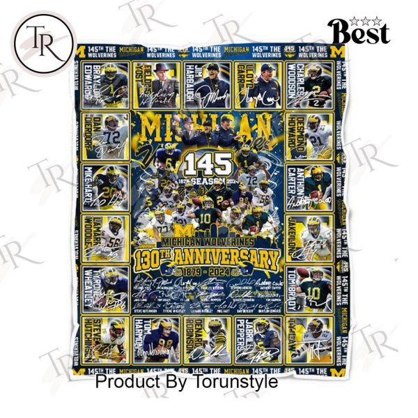 Michigan Wolverines 130th Anniversary 1879-2024 Fleece Blanket