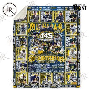 Michigan Wolverines 130th Anniversary 1879-2024 Fleece Blanket