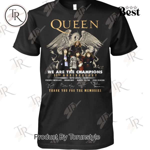 Queen We Are The Champions 55th Anniversary 1970-2025 Thank You For The Memories T-Shirt