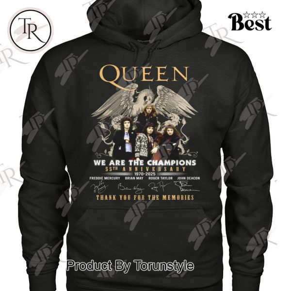 Queen We Are The Champions 55th Anniversary 1970-2025 Thank You For The Memories T-Shirt