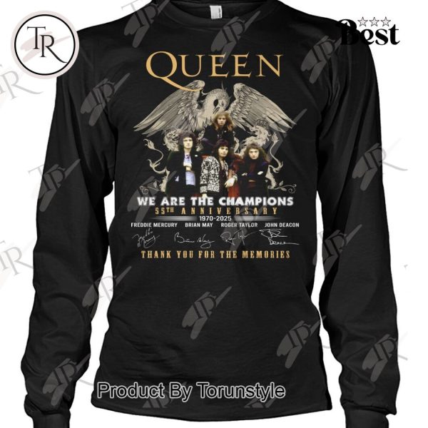 Queen We Are The Champions 55th Anniversary 1970-2025 Thank You For The Memories T-Shirt