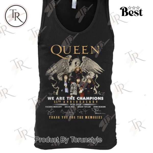 Queen We Are The Champions 55th Anniversary 1970-2025 Thank You For The Memories T-Shirt