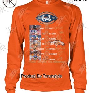 Denver Broncos 64 Years Of 1960-2024 Thank You For The Memories T-Shirt