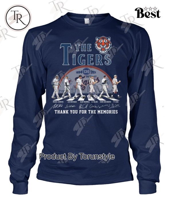 Detroit Tigers 130 Years Of 1894-2024 Thank You For The Memories T-Shirt