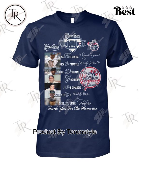 New York Yankees 121 Years Of 1903-2024 Thank You For The Memories T-Shirt