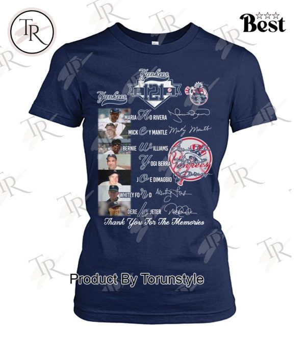 New York Yankees 121 Years Of 1903-2024 Thank You For The Memories T-Shirt