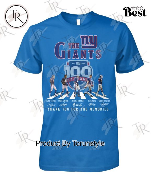 The New York Giants 100 Seasons Thank You For The Memories T-Shirt