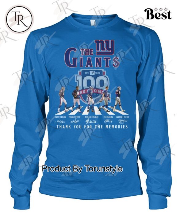 The New York Giants 100 Seasons Thank You For The Memories T-Shirt