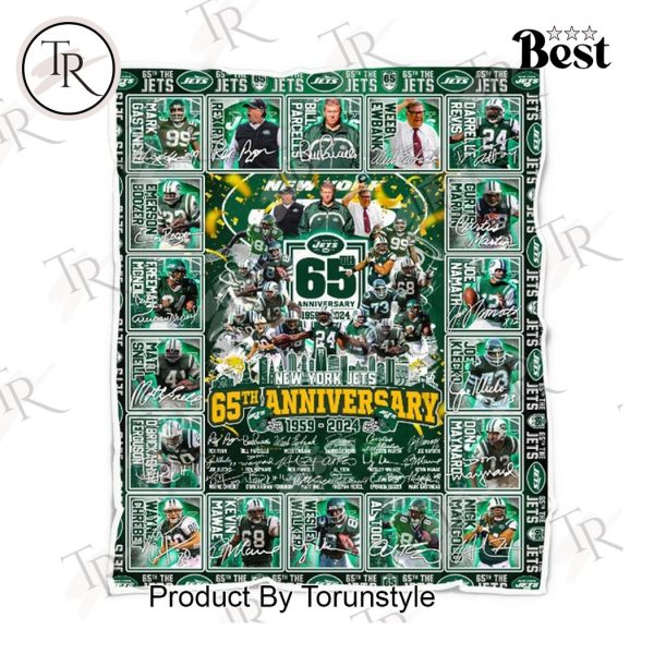 New York Jets 65th Anniversary 1959 – 2024 Fleece Blanket