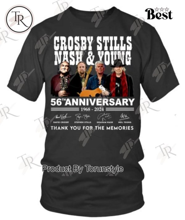 Crosby, Stills, Nash & Young 56th Anniversary 1968 – 2024 Thank You For The Memories T-Shirt