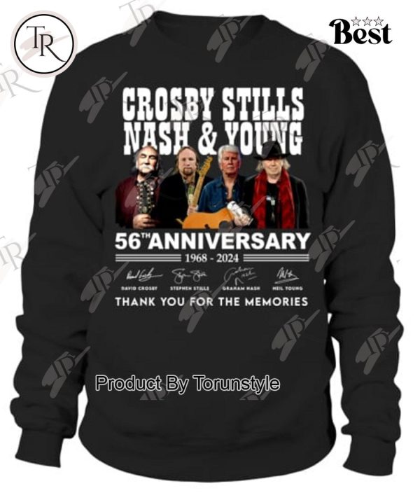 Crosby, Stills, Nash & Young 56th Anniversary 1968 – 2024 Thank You For The Memories T-Shirt