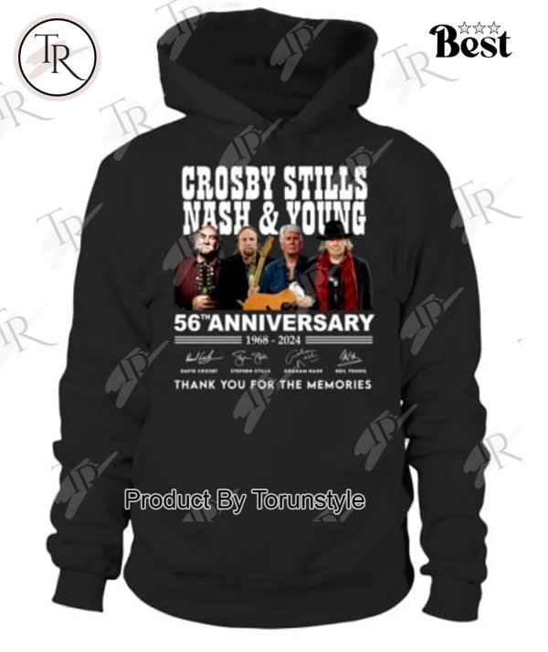 Crosby, Stills, Nash & Young 56th Anniversary 1968 – 2024 Thank You For The Memories T-Shirt