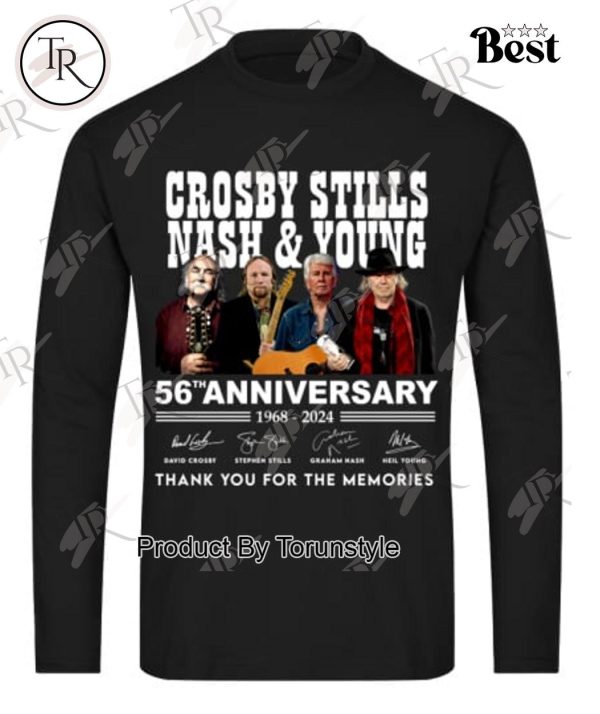 Crosby, Stills, Nash & Young 56th Anniversary 1968 – 2024 Thank You For The Memories T-Shirt