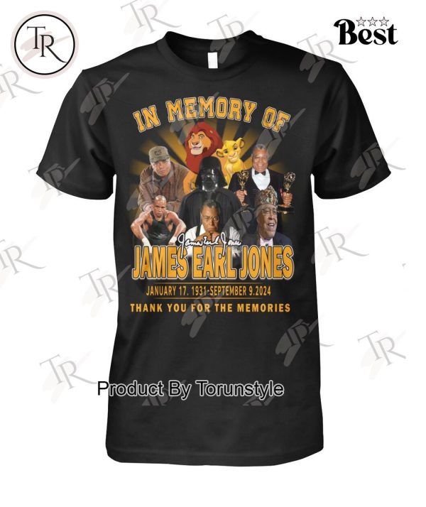 In Memory Of James Earl Jones January 17. 1931 – September 9. 2024 Thank You For The Memories T-Shirt