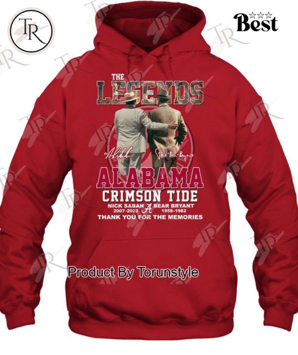 The Legends Alabama Crimson Tide Nick Saban & Bear Bryant Thank You For The Memories T-Shirt