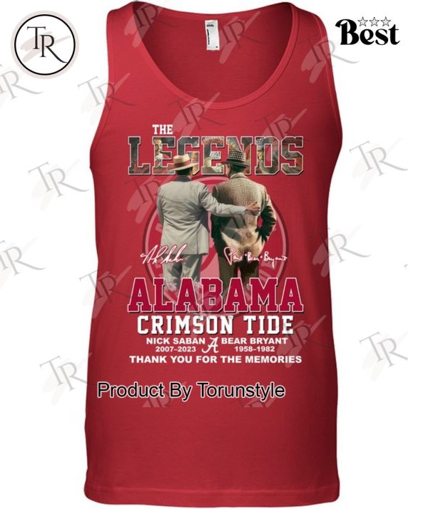 The Legends Alabama Crimson Tide Nick Saban & Bear Bryant Thank You For The Memories T-Shirt